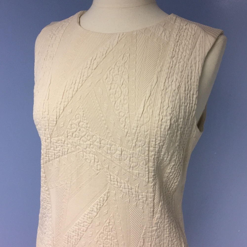 Sea NY Royal Cotton Textured Sheath Cream- Size 10